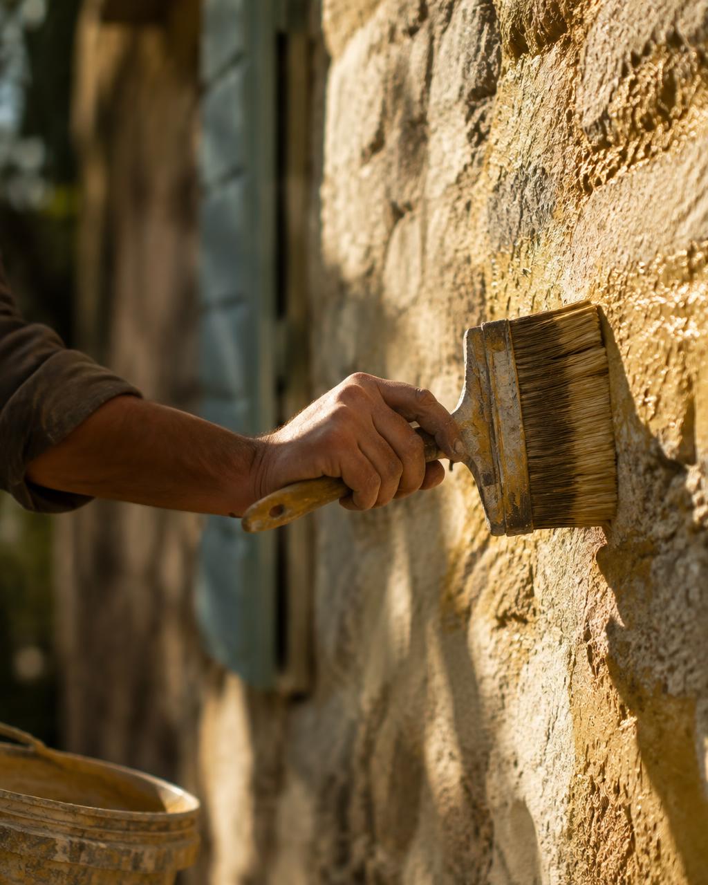 Badigeons : gros plan sur les mains et les outils de l’artisan